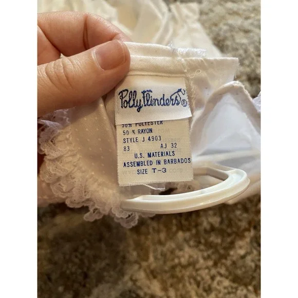 Vtg Polly Flinders Girls Sz 3T Smocked Dress Holiday Christmas Red White - Picture 5 of 6